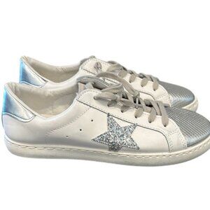 Vintage Havana Betsey White Glitter Multi Sneakers - Size 10 NEW